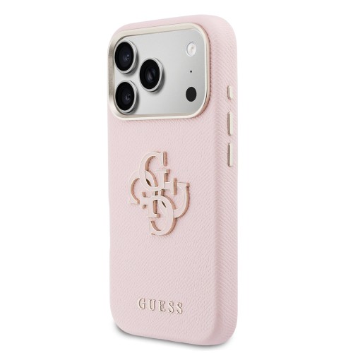 DĖKLAS GUESS PU GRAINED 4G RESIN METAL LOGO APPLE IPHONE 17 PRO MAX ROŽINIS