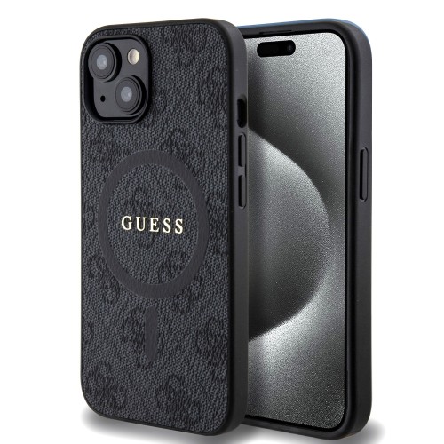 DĖKLAS GUESS PU LEATHER 4G COLORED RING MAGSAFE APPLE IPHONE 15 JUODAS DĖKLAS GUESS PU LEATHER 4G COLORED RING MAGSAFE APPLE IPHONE 15 JUODAS