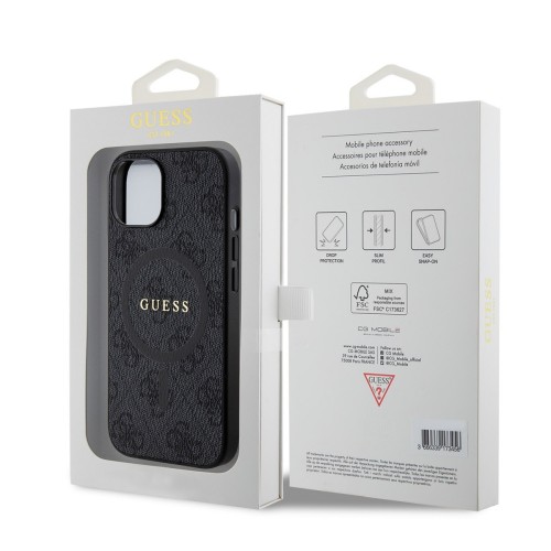 DĖKLAS GUESS PU LEATHER 4G COLORED RING MAGSAFE APPLE IPHONE 15 JUODAS DĖKLAS GUESS PU LEATHER 4G COLORED RING MAGSAFE APPLE IPHONE 15 JUODAS