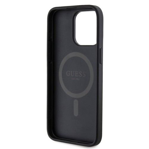 DĖKLAS GUESS PU LEATHER 4G COLORED RING MAGSAFE APPLE IPHONE 15 PRO JUODAS