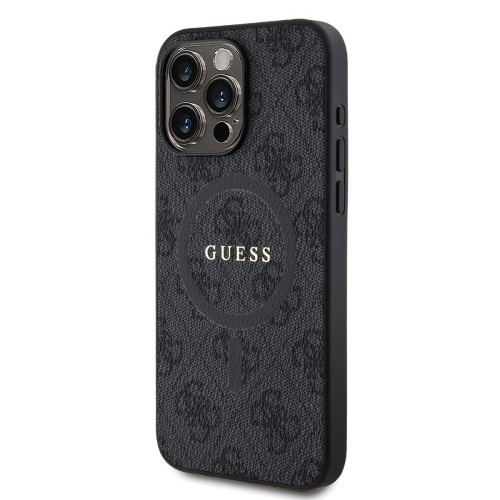DĖKLAS GUESS PU LEATHER 4G COLORED RING MAGSAFE APPLE IPHONE 15 PRO JUODAS