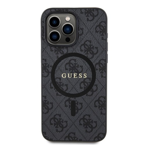 DĖKLAS GUESS PU LEATHER 4G COLORED RING MAGSAFE APPLE IPHONE 15 PRO JUODAS