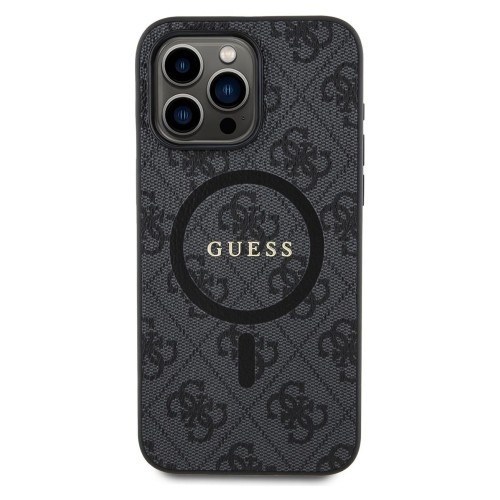 DĖKLAS GUESS PU LEATHER 4G COLORED RING MAGSAFE APPLE IPHONE 15 PRO MAX JUODAS
