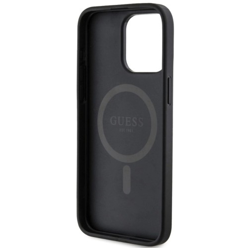 DĖKLAS GUESS PU LEATHER 4G COLORED RING MAGSAFE APPLE IPHONE 15 PRO MAX JUODAS