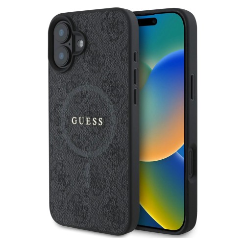 DĖKLAS GUESS PU LEATHER 4G COLORED RING MAGSAFE APPLE IPHONE 16 JUODAS DĖKLAS GUESS PU LEATHER 4G COLORED RING MAGSAFE APPLE IPHONE 16 JUODAS