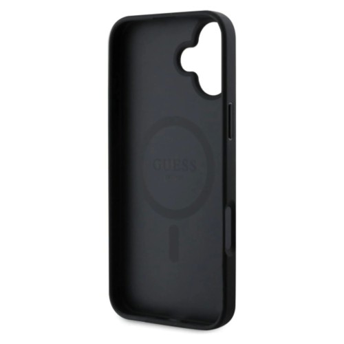 DĖKLAS GUESS PU LEATHER 4G COLORED RING MAGSAFE APPLE IPHONE 16 JUODAS