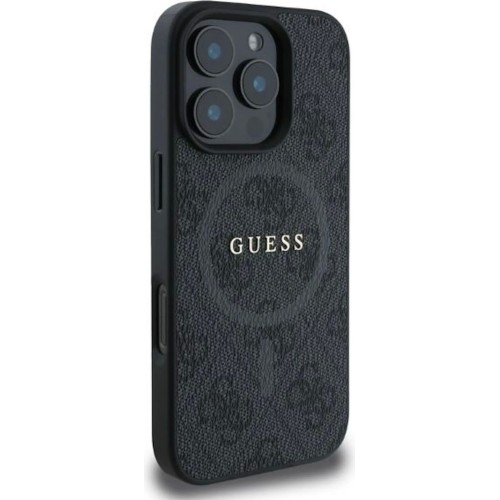 DĖKLAS GUESS PU LEATHER 4G COLORED RING MAGSAFE APPLE IPHONE 16 PRO JUODAS