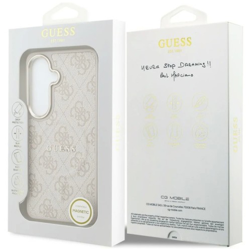 DĖKLAS GUESS PU LEATHER 4G GOLD FRAME MAGNETIC SAMSUNG S942 S26 ROŽINIS