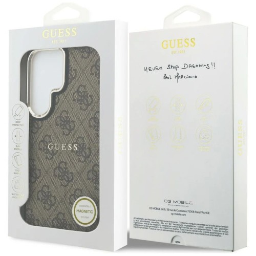 DĖKLAS GUESS PU LEATHER 4G GOLD FRAME MAGNETIC SAMSUNG S948 S26 ULTRA RUDAS