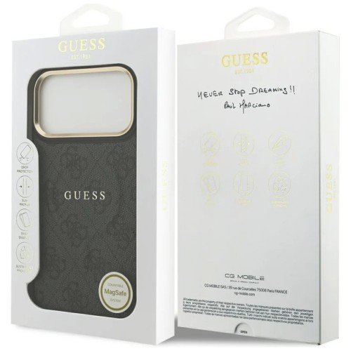 DĖKLAS GUESS PU LEATHER 4G GOLD FRAME MAGSAFE APPLE IPHONE 17 PRO JUODAS DĖKLAS GUESS PU LEATHER 4G GOLD FRAME MAGSAFE APPLE IPHONE 17 PRO JUODAS