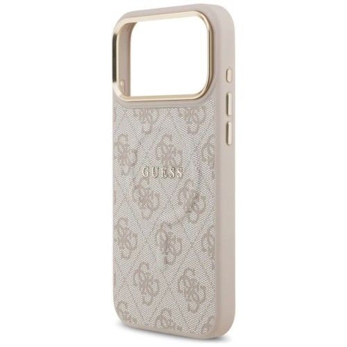 DĖKLAS GUESS PU LEATHER 4G GOLD FRAME MAGSAFE APPLE IPHONE 17 PRO MAX ROŽINIS
