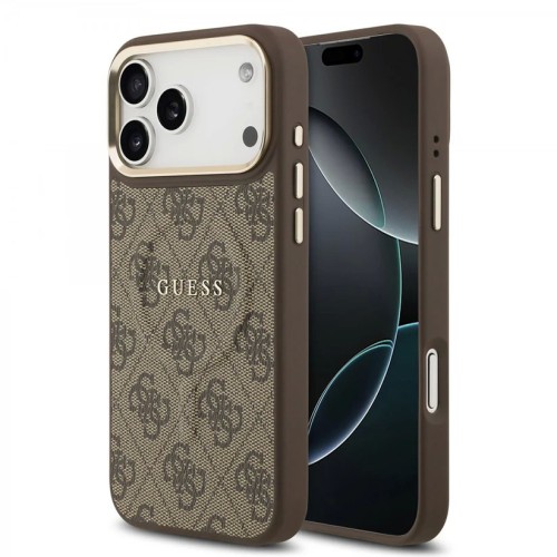 DĖKLAS GUESS PU LEATHER 4G GOLD FRAME MAGSAFE APPLE IPHONE 17 PRO MAX RUDAS DĖKLAS GUESS PU LEATHER 4G GOLD FRAME MAGSAFE APPLE IPHONE 17 PRO MAX RUDAS