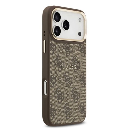 DĖKLAS GUESS PU LEATHER 4G GOLD FRAME MAGSAFE APPLE IPHONE 17 PRO MAX RUDAS