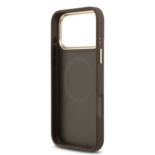 DĖKLAS GUESS PU LEATHER 4G GOLD FRAME MAGSAFE APPLE IPHONE 17 PRO MAX RUDAS