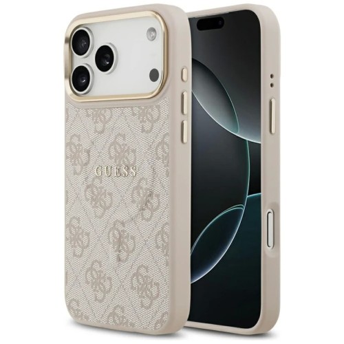 DĖKLAS GUESS PU LEATHER 4G GOLD FRAME MAGSAFE APPLE IPHONE 17 PRO ROŽINIS DĖKLAS GUESS PU LEATHER 4G GOLD FRAME MAGSAFE APPLE IPHONE 17 PRO ROŽINIS