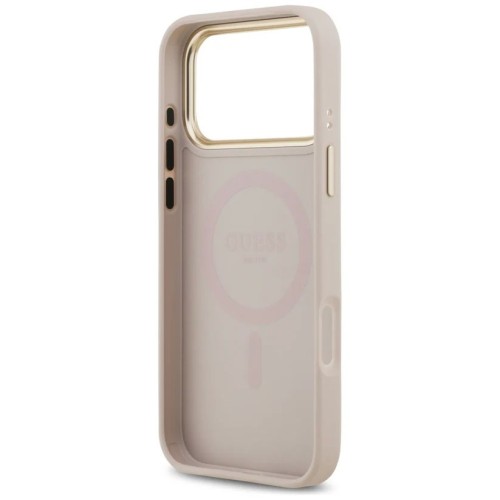 DĖKLAS GUESS PU LEATHER 4G GOLD FRAME MAGSAFE APPLE IPHONE 17 PRO ROŽINIS DĖKLAS GUESS PU LEATHER 4G GOLD FRAME MAGSAFE APPLE IPHONE 17 PRO ROŽINIS