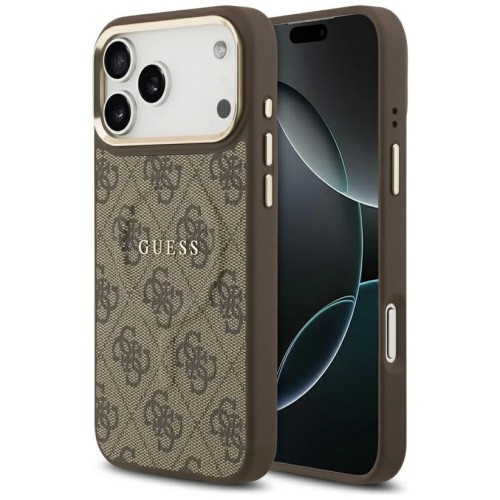 DĖKLAS GUESS PU LEATHER 4G GOLD FRAME MAGSAFE APPLE IPHONE 17 PRO RUDAS DĖKLAS GUESS PU LEATHER 4G GOLD FRAME MAGSAFE APPLE IPHONE 17 PRO RUDAS