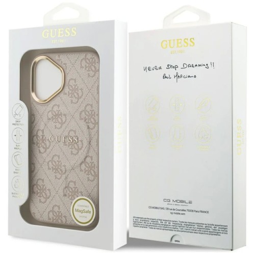 DĖKLAS GUESS PU LEATHER 4G GOLD FRAME MAGSAFE APPLE IPHONE 17 ROŽINIS DĖKLAS GUESS PU LEATHER 4G GOLD FRAME MAGSAFE APPLE IPHONE 17 ROŽINIS