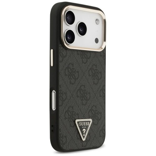 DĖKLAS GUESS PU LEATHER 4G STRASS TRIANGLE LOGO GOLD FRAME MAGSAFE APPLE IPHONE 17 PRO MAX JUODAS DĖKLAS GUESS PU LEATHER 4G STRASS TRIANGLE LOGO GOLD FRAME MAGSAFE APPLE IPHONE 17 PRO MAX JUODAS