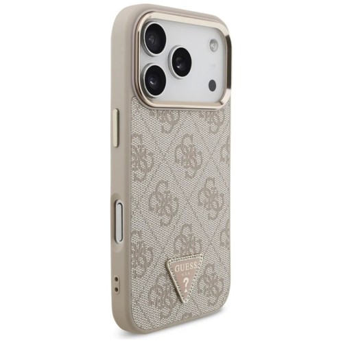 DĖKLAS GUESS PU LEATHER 4G STRASS TRIANGLE LOGO GOLD FRAME MAGSAFE APPLE IPHONE 17 PRO ROŽINIS DĖKLAS GUESS PU LEATHER 4G STRASS TRIANGLE LOGO GOLD FRAME MAGSAFE APPLE IPHONE 17 PRO ROŽINIS