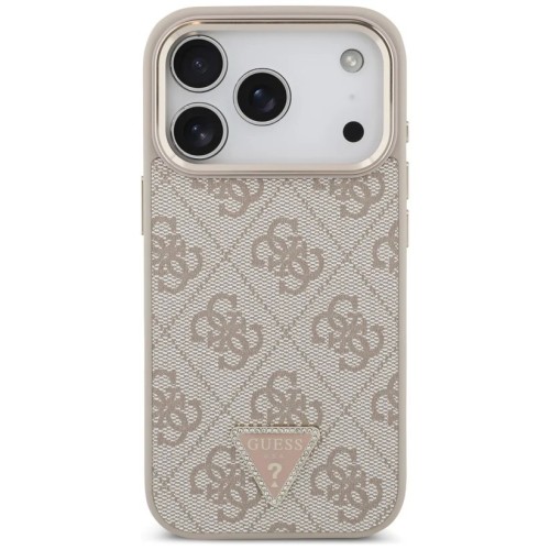 DĖKLAS GUESS PU LEATHER 4G STRASS TRIANGLE LOGO GOLD FRAME MAGSAFE APPLE IPHONE 17 PRO ROŽINIS DĖKLAS GUESS PU LEATHER 4G STRASS TRIANGLE LOGO GOLD FRAME MAGSAFE APPLE IPHONE 17 PRO ROŽINIS