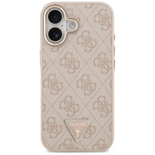 DĖKLAS GUESS PU LEATHER 4G STRASS TRIANGLE LOGO GOLD FRAME MAGSAFE APPLE IPHONE 17 ROŽINIS DĖKLAS GUESS PU LEATHER 4G STRASS TRIANGLE LOGO GOLD FRAME MAGSAFE APPLE IPHONE 17 ROŽINIS