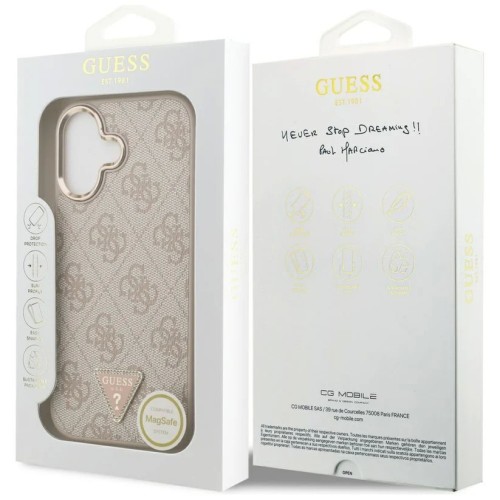 DĖKLAS GUESS PU LEATHER 4G STRASS TRIANGLE LOGO GOLD FRAME MAGSAFE APPLE IPHONE 17 ROŽINIS DĖKLAS GUESS PU LEATHER 4G STRASS TRIANGLE LOGO GOLD FRAME MAGSAFE APPLE IPHONE 17 ROŽINIS