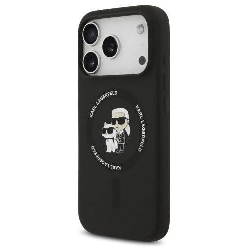 DĖKLAS KARL LAGERFELD LIQUID SILICONE KARL AND CHOUPETTE MAGSAFE APPLE IPHONE 17 PRO JUODAS