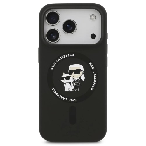 DĖKLAS KARL LAGERFELD LIQUID SILICONE KARL AND CHOUPETTE MAGSAFE APPLE IPHONE 17 PRO JUODAS