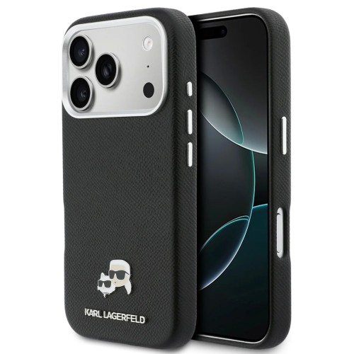 DĖKLAS KARL LAGERFELD PU KARL AND CHOUPETTE HEADS PINS MAGSAFE APPLE IPHONE 17 PRO JUODAS DĖKLAS KARL LAGERFELD PU KARL AND CHOUPETTE HEADS PINS MAGSAFE APPLE IPHONE 17 PRO JUODAS