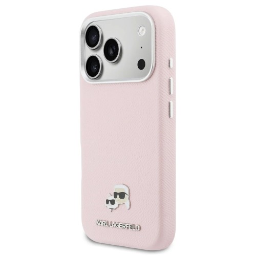 DĖKLAS KARL LAGERFELD PU KARL AND CHOUPETTE HEADS PINS MAGSAFE APPLE IPHONE 17 PRO ROŽINIS