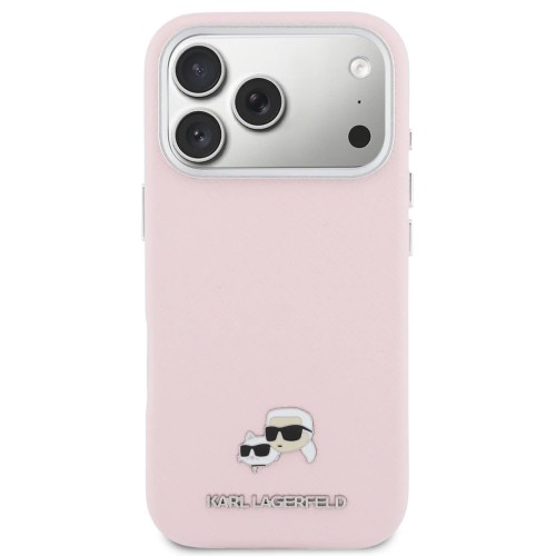 DĖKLAS KARL LAGERFELD PU KARL AND CHOUPETTE HEADS PINS MAGSAFE APPLE IPHONE 17 PRO ROŽINIS
