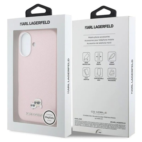 DĖKLAS KARL LAGERFELD PU KARL AND CHOUPETTE HEADS PINS MAGSAFE APPLE IPHONE 17 ROŽINIS
