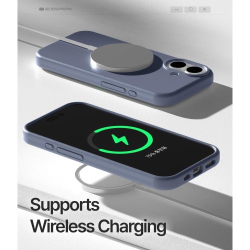 DĖKLAS MERCURY PURE MAGSAFE SILICON CASE APPLE IPHONE 16E/17E LEVANDOS PILKA