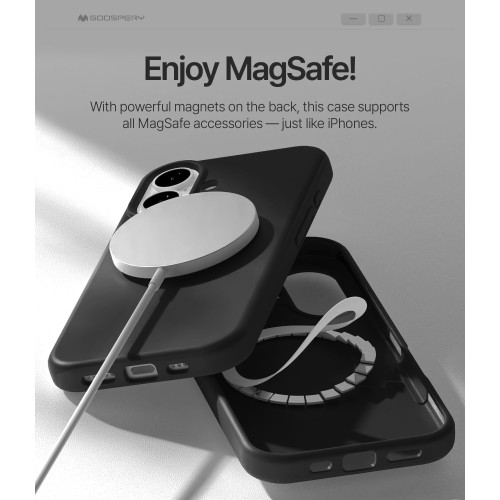 DĖKLAS MERCURY PURE MAGSAFE SILICON CASE APPLE IPHONE 17 JUODAS