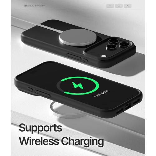 DĖKLAS MERCURY PURE MAGSAFE SILICON CASE APPLE IPHONE 17 PRO JUODAS DĖKLAS MERCURY PURE MAGSAFE SILICON CASE APPLE IPHONE 17 PRO JUODAS
