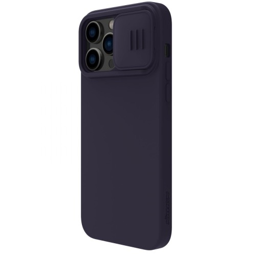 DĖKLAS NILLKIN CAMSHIELD SILKY SILICONE APPLE IPHONE 15 PRO MAX TAMSIAI VIOLETINIS