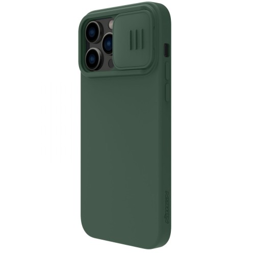 DĖKLAS NILLKIN CAMSHIELD SILKY SILICONE APPLE IPHONE 15 PRO TAMSIAI ŽALIAS