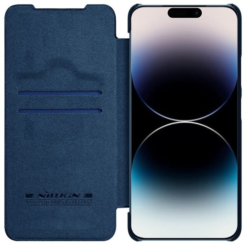 DĖKLAS NILLKIN QIN PRO LEATHER APPLE IPHONE 14 PLUS MĖLYNAS