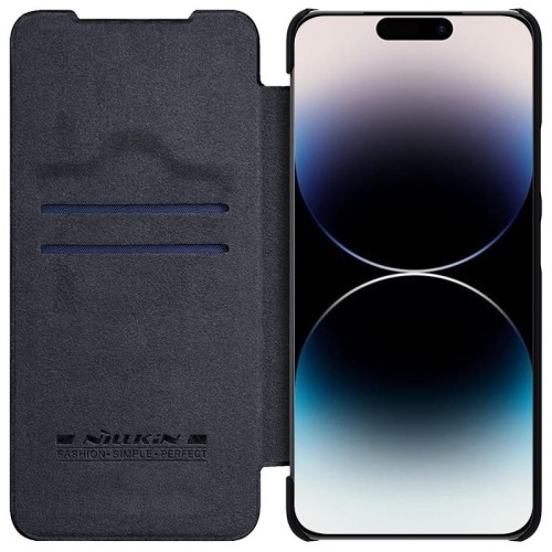 DĖKLAS NILLKIN QIN PRO LEATHER APPLE IPHONE 14 PRO MAX JUODAS