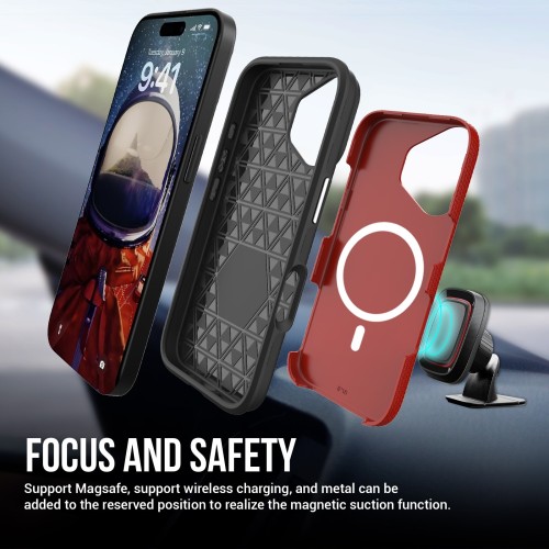 DĖKLAS PERFECTIONISTS TRIANGLE MAG CASE APPLE IPHONE 15 RAUDONAS