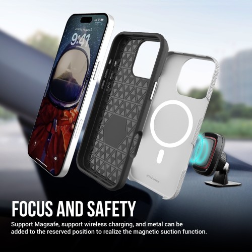 DĖKLAS PERFECTIONISTS TRIANGLE MAG CASE APPLE IPHONE 17 PRO MAX SIDABRINIS