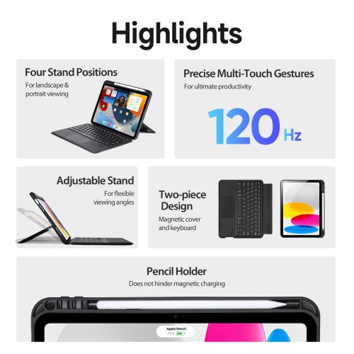 DĖKLAS SU KLAVIATŪRA DUX DUCIS DK APPLE IPAD 10.9 2022/IPAD 11 2025 JUODAS