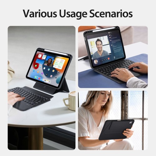 DĖKLAS SU KLAVIATŪRA DUX DUCIS DK APPLE IPAD 10.9 2022/IPAD 11 2025 JUODAS