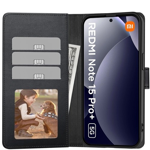 DĖKLAS TECH-PROTECT WALLET XIAOMI REDMI NOTE 15 PRO PLUS 5G JUODAS