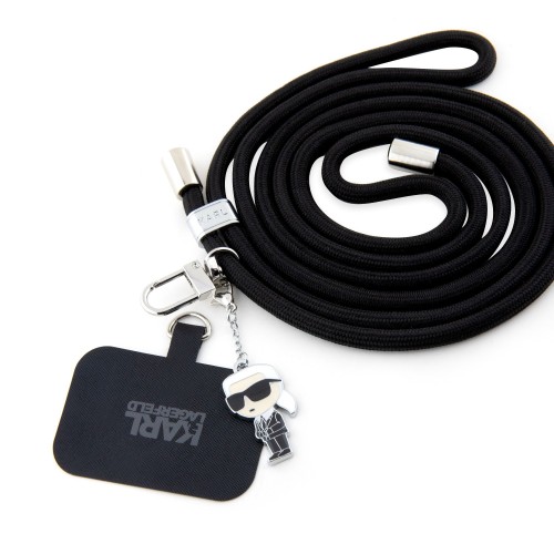 DIRŽELIS TELEFONUI KARL LAGERFELD UNIVERSAL CROSSBODY STRAP CORD AND IKONIK PINS JUODAS DIRŽELIS TELEFONUI KARL LAGERFELD UNIVERSAL CROSSBODY STRAP CORD AND IKONIK PINS JUODAS