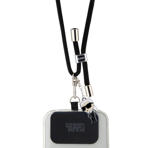 DIRŽELIS TELEFONUI KARL LAGERFELD UNIVERSAL CROSSBODY STRAP CORD AND IKONIK PINS JUODAS DIRŽELIS TELEFONUI KARL LAGERFELD UNIVERSAL CROSSBODY STRAP CORD AND IKONIK PINS JUODAS
