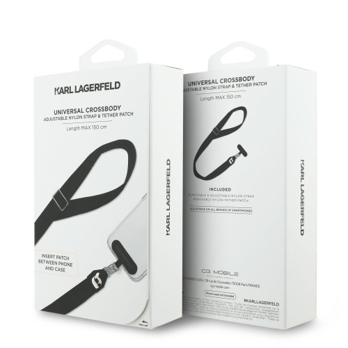 DIRŽELIS TELEFONUI KARL LAGERFELD UNIVERSAL CROSSBODY STRAP KARL PATCH JUODAS DIRŽELIS TELEFONUI KARL LAGERFELD UNIVERSAL CROSSBODY STRAP KARL PATCH JUODAS