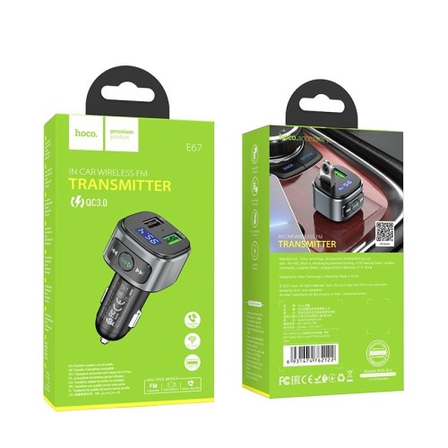 FM BANGŲ MODULIATORIUS HOCO E67 FIGHTER QC3.0