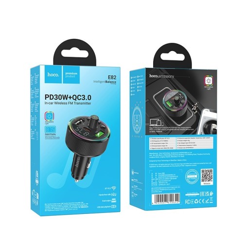 FM BANGŲ MODULIATORIUS HOCO E82 PD30W+QC3.0 FM BANGŲ MODULIATORIUS HOCO E82 PD30W+QC3.0